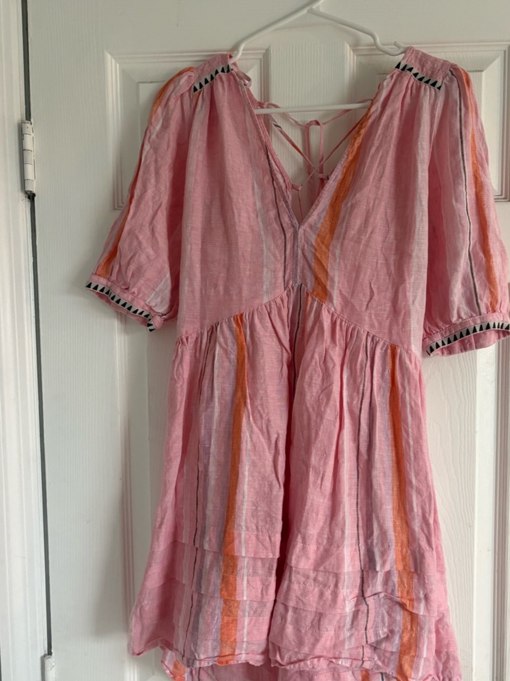 H&M Pink Dress with Orange Stripe and Black Trim